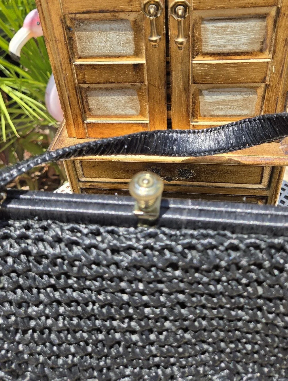Vintage Dayne Taylor Black Raffia Bag